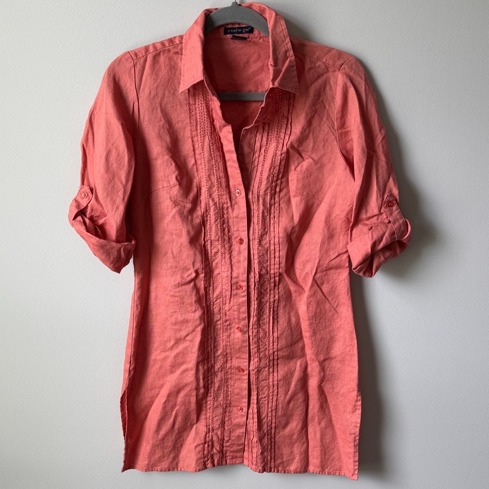 Women’s ecologie Coral Button-Up Tunic with Eyelet Detail